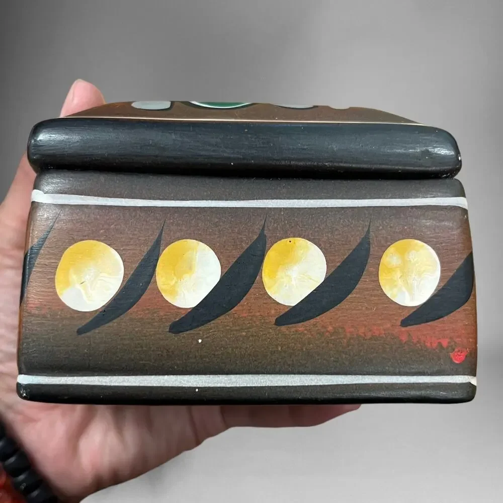 Handpainted Bird Scenery Clay Jewelry Trinket Box with Removable Cover LL-02